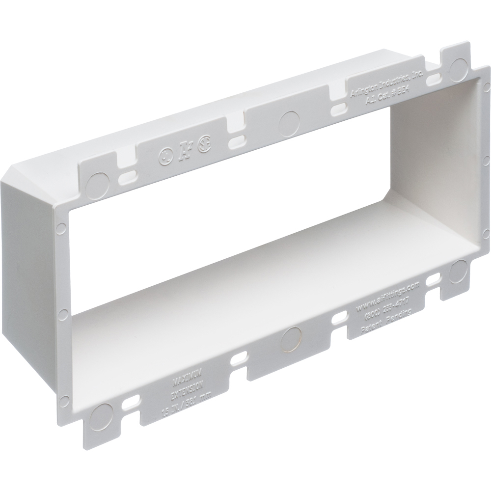 BE4 Box Extender, 4 Gangs, 4.188 in L x 7.749 in W, Plastic
