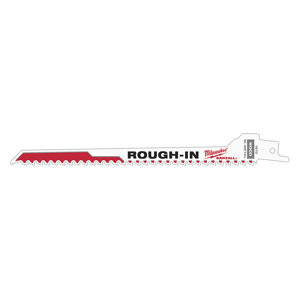 48-00-1610 Sawzall Rough-In Tapered Back Reciprocating Saw Blade, 7-3/8 in L x 1/2 in W, 5 TPI, Bi-Metal Body, Universal/Toothed Edge Tang