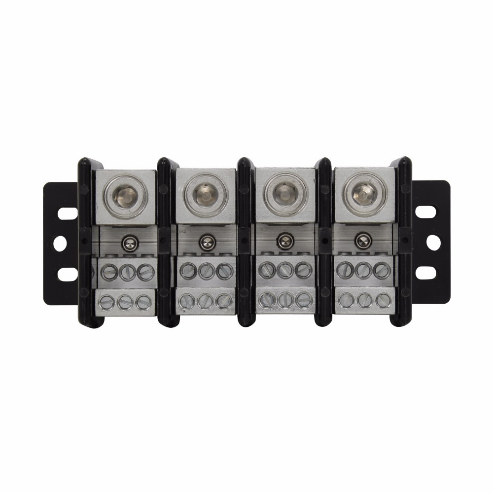 16023-4 Standard Power Distribution Block, 600 V AC/DC, 310 A, 4 Poles, 6 AWG to 350 kcmil Cu/Al Line, (6) 14 to 4 AWG Cu, 12 to 4 AWG Al Load Wire, Thermoplastic
