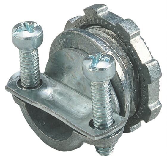 NC301 Steel City Clamp Connector, 3/8 in Trade, 0.18 to 0.64 in Cable Openings, For Use With Non-Metallic Sheathed Cable, Die Cast Zinc
