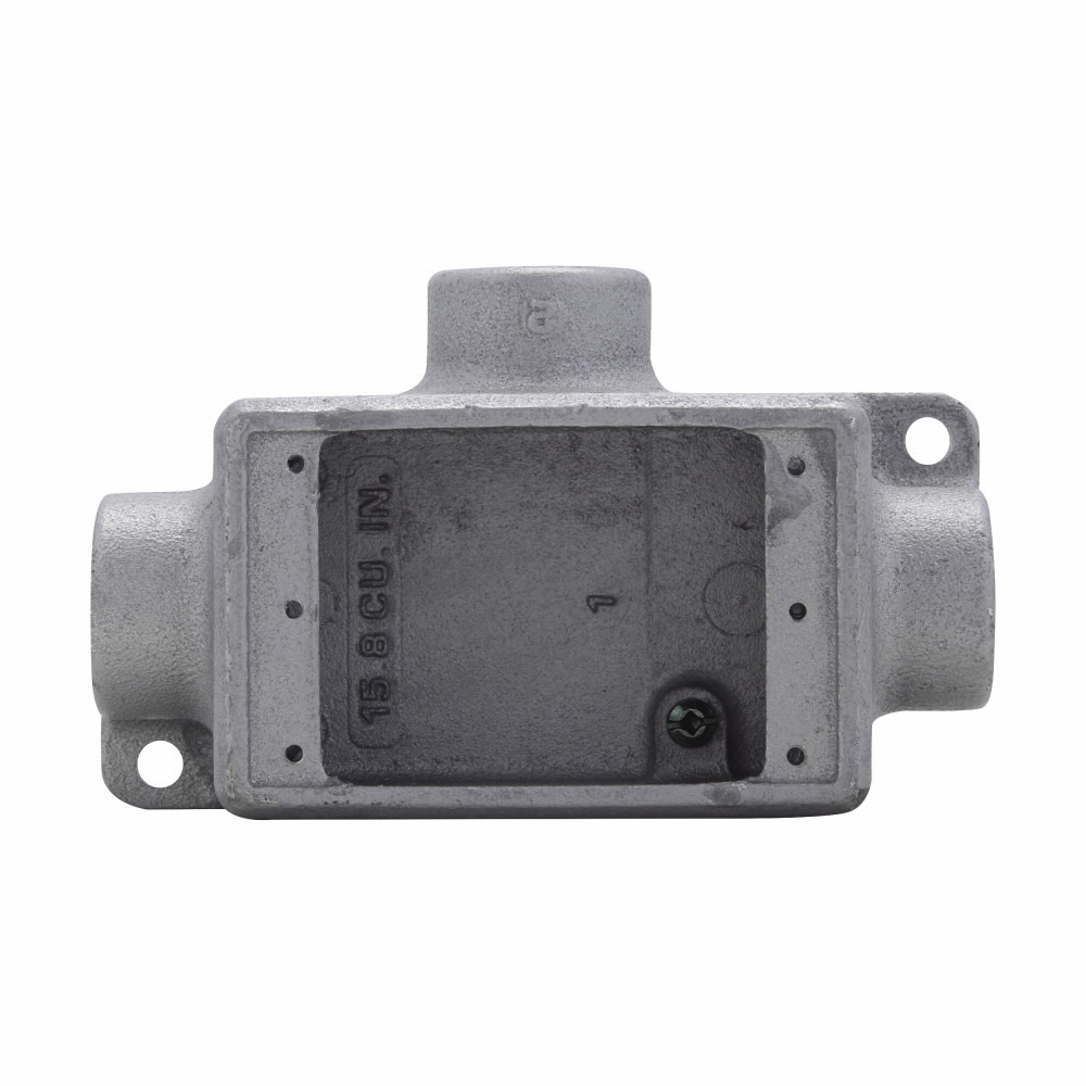 FDCT2 Condulet 3-Entry Deep Tee Device Box, 3/4 in Trade, 1 Gang, Feraloy Iron Alloy, Aluminum Acrylic Painted/Electro-Galvanized