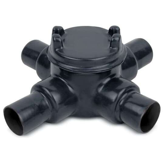 GUAX24-G Ocal Explosionproof X-Shape Conduit Outlet Box, 3/4 in, 2 in Cover Opening, 5.3 cu-in Capacity, PVC Coated/Zinc Plated