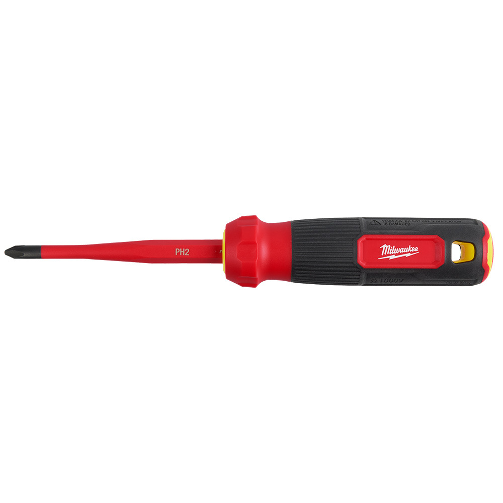 48-22-2216 4-in-1 Insulated Slim Tip Screwdriver, 4 Pieces, Barrel Grip Handle, Thermoplastic/Steel/Polypropylene, IEC 60900/ASTM F1505