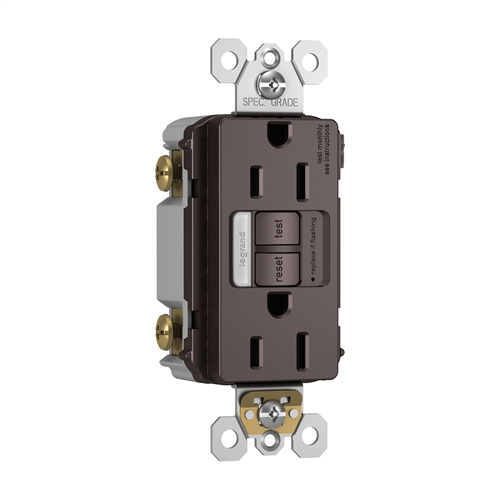 1597NTLTRDBCC4 Radiant Combination Self-Test Tamper-Resistant GFCI Receptacle, 125 V AC, 15 A, 2 Poles