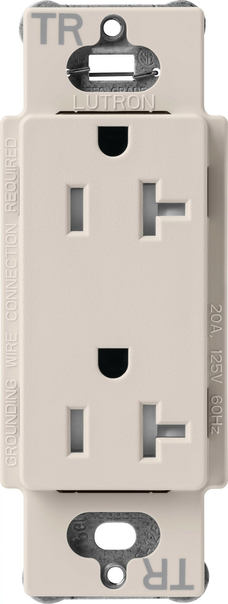 SCRS-20-TR-TP Claro Tamper-Resistant Duplex Receptacle, Decorator-Style Outlet, 20 Amp, Satin, Taupe
