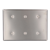 84035-40 Standard Size Blank Wall Plate, 3 Gangs, 6-3/8 in W x 4-1/2 in H, 302 Stainless Steel
