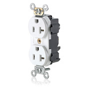 M5362-SW Lev-Lok 1-Phase Duplex Heavy Duty Straight Blade Receptacle, 125 V AC, 20 A, 2 Poles, 3 Wires, White