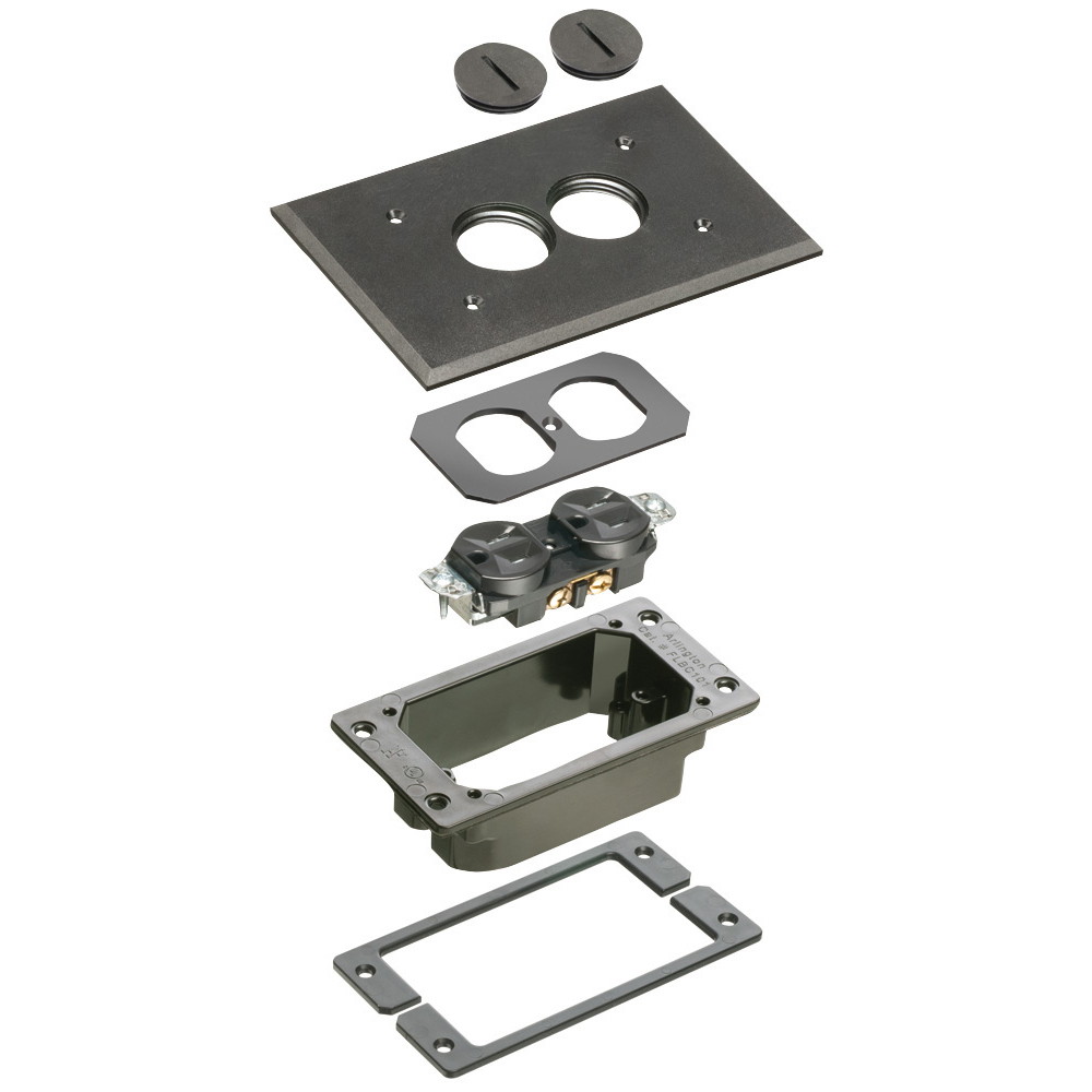 FLBC101BLTK Concrete Rough-In Floor Box Trim Kit, Plastic, 1 Gang