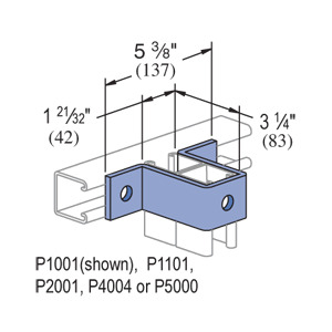 P1737-EG Channel U-Shaped Fitting, 3 Holes, 5-3/8 in L x 1-5/8 in W, For Use With P1001, P1101, P2001, P4004 and P5000 Channels, HRPO Steel