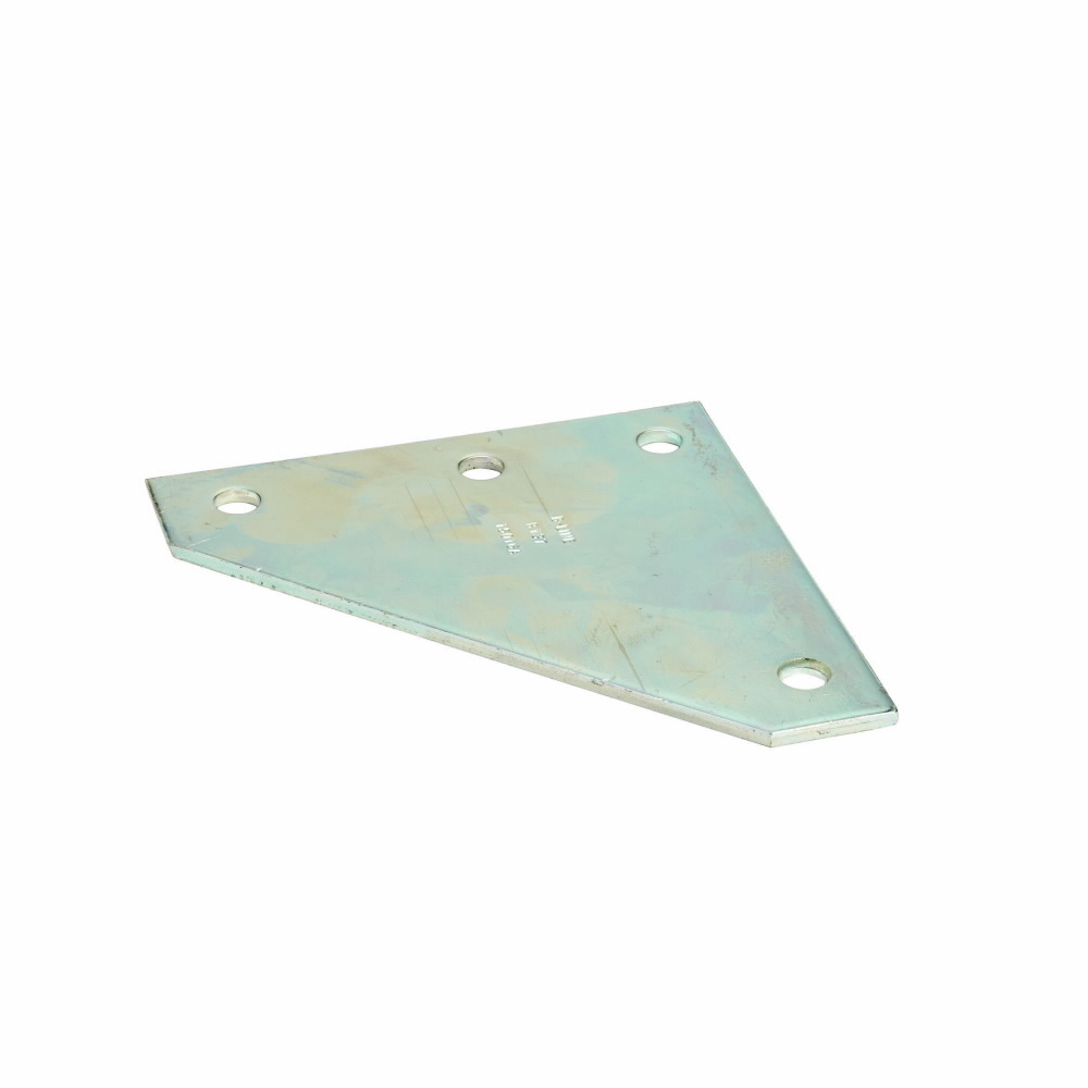 B137ZN Flat Corner Gusset Plate, 4 Holes, 7-5/8 in L x 7-5/8 in W x 1/4 in THK, Strip Steel