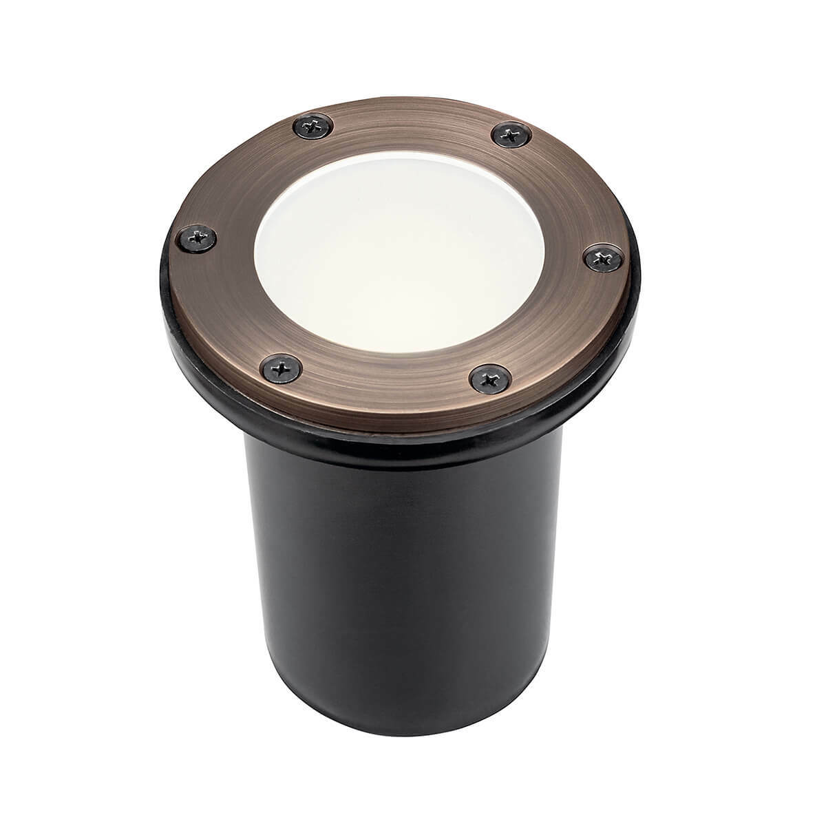 15481CBR Non-Dimmable Transitional Utilitarian Inground Landscape Light With Heat Resisted Frosted Lens, Incandescent Lamp, 20 W Fixture, 12 V, Centennial Brass Housing