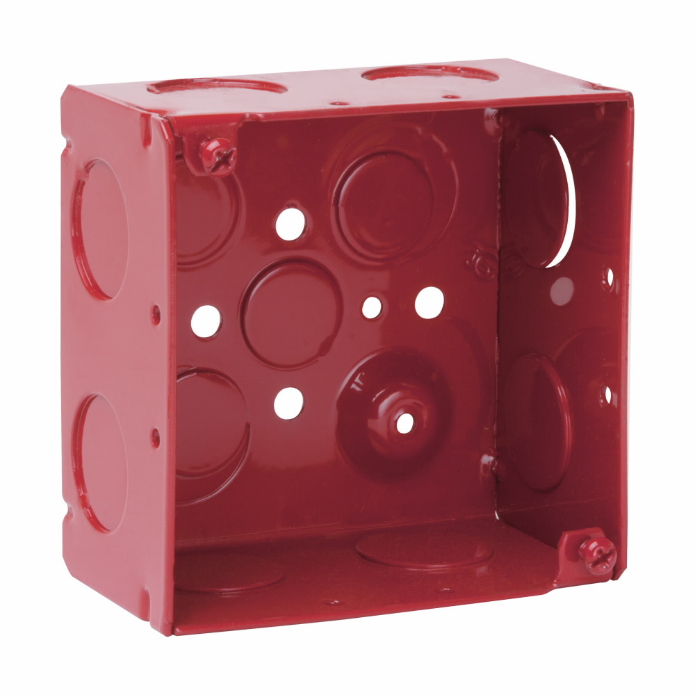 TP432RED TP Deep Welded Outlet Box, Steel, 30.3 cu-in Capacity, (13) Knockouts, 4 in H x 4 in W x 2-1/8 in D