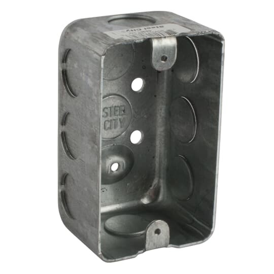 68361-1/2 Steel City Drawn Style Utility Box, Steel, 17 cu-in Capacity, 1 Gangs, 1 Outlets, 10 Knockouts