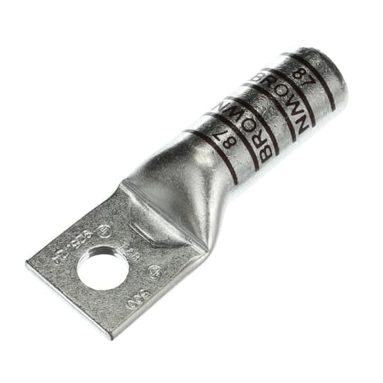 54919BE Color-Keyed 54900 1-Hole Non-Insulated Compression Lug, 500 kcmil Stranded Copper Conductor, Die Code: 87, 5/8 in Stud, Copper