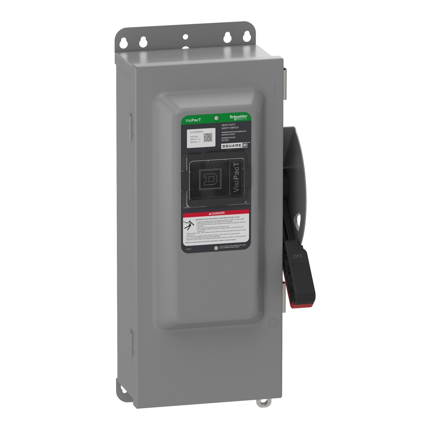 VHU363AWKGLEI VHU Heavy Duty SwitchInterlock, 600 V AC/DC, 100 A, 3 Poles