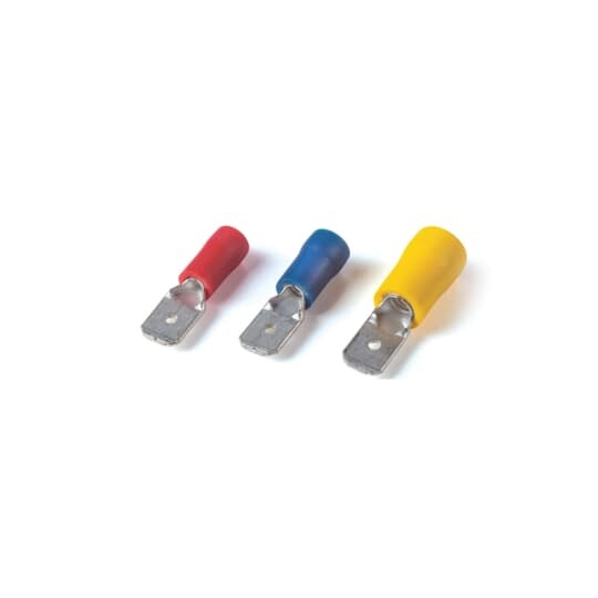 TV14-250MD-XV Catamount Insulated Male Disconnect With Copper Sleeve, 16 to 14 AWG Conductor, 0.25 in W x 0.032 in THK Tab, Brass, Blue