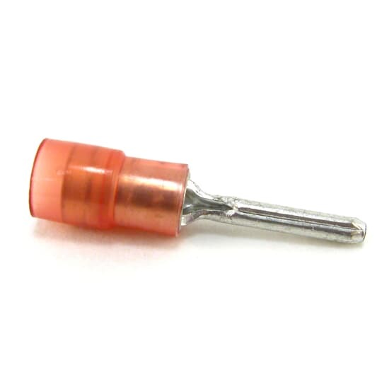 RA18-47PT Sta-Kon Insulated Pin Terminal, 22 to 18 AWG Conductor, 0.075 in Dia x 0.39 in L Pin, Copper, Red