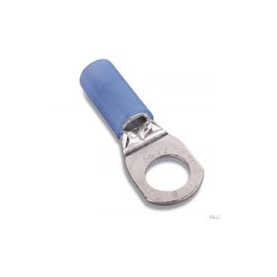 RE10711 Sta-Kon RE Series Insulated Ring Terminal, 6 AN AWG Conductor, 1.55 in L, Brazed/Overlapped Seam Barrel, Copper, Blue