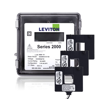2O208-2W VerifEye 2000 3-Phase 4-Wire Surface Mount Split Meter Kit, 120/208 V AC, 200 A, LCD Display, Isolated Pulse Output Communication