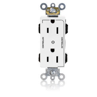 M1626-2SW Decora Duplex Heavy Duty Straight Blade Receptacle, 125 V AC, 15 A, 2 Poles, 3 Wires, White