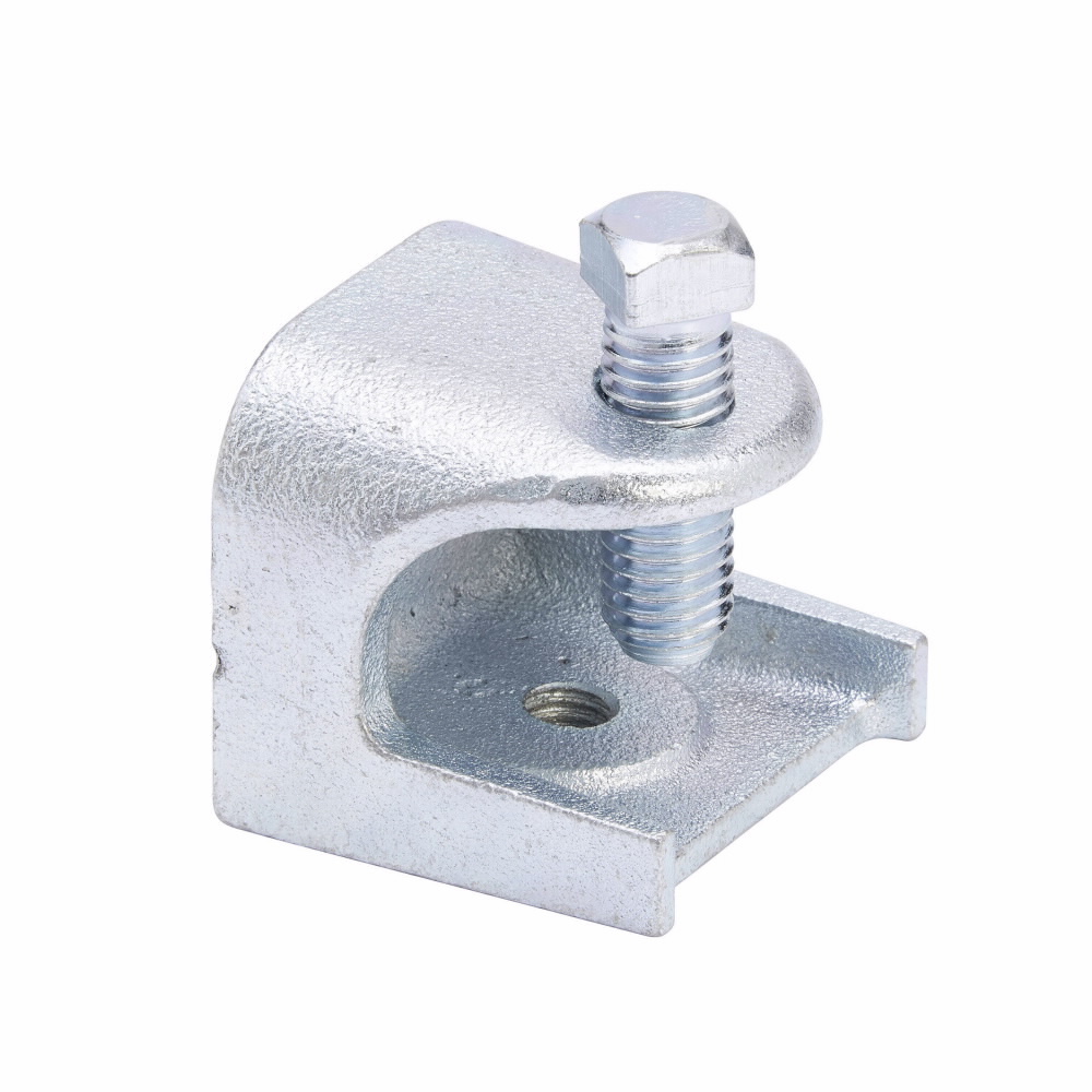 B444-3/8ZN Rod to Beam Clamp, 3/8-16 Rod, 1 in THK Flange, 350 lb Load, Malleable Iron, Electro-Zinc Plated
