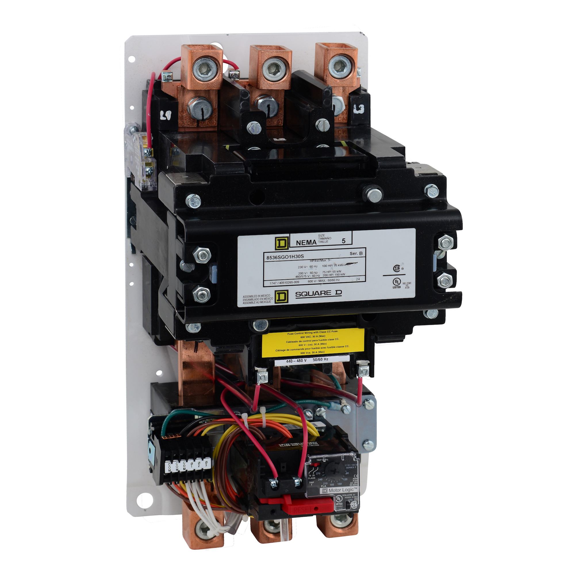8536SGO1V06H30S 8536S NEMA Motor Starter, 440 V AC, 480 V AC V Coil, 3 Poles