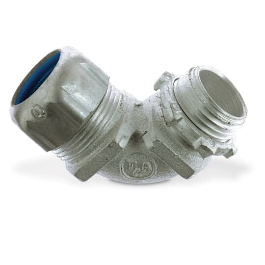 5252AL T&B Non-Insulated Conduit Connector, 1/2 in Trade, 90 deg, Aluminum, Clear Chromate Coated/Zinc Plated