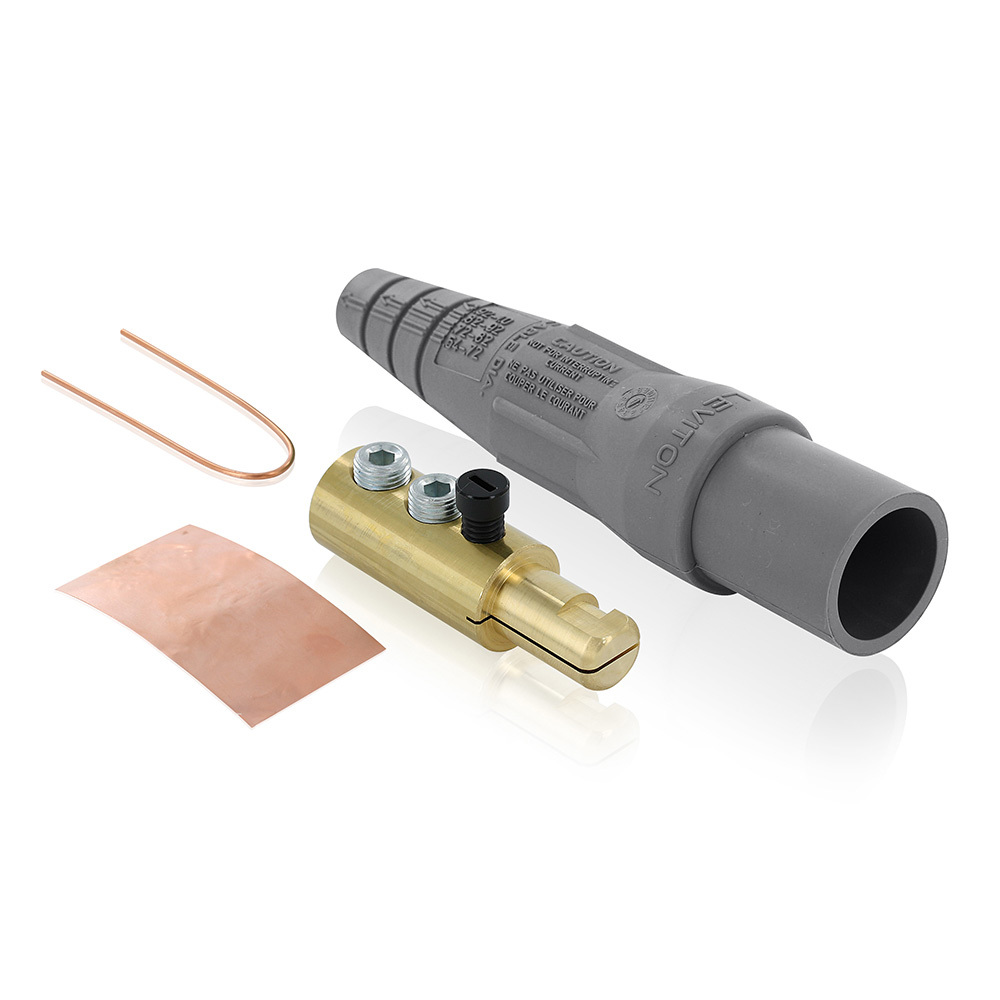 16D24-UGY Rhino-Hide 1-Pole Cam Type Taper Nose While-in-Use Detachable Male Plug, 12 to 24 V AC/DC, 400 A, 2/0 to 4/0 AWG Wire, Double Set Screw, NEMA 3R