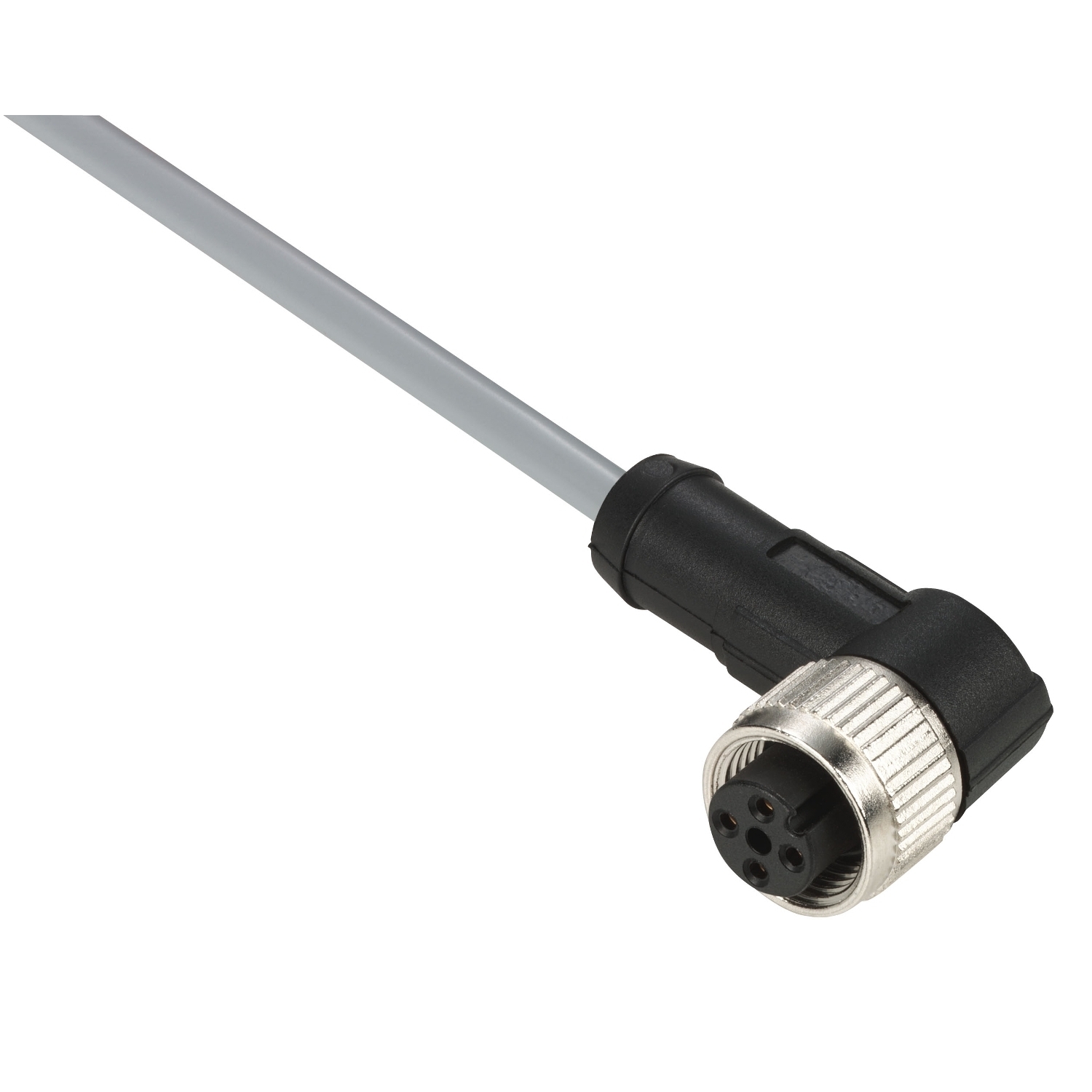 XZCPV1241L10 OsiSense XZ Screw-On Pre-Wired Cordset, 250 V AC/300 V DC, 4-Pin M12 Jack End Connection, 10 m L, 0.34 sq-mm Conductor, PVC