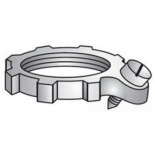 112 Standard Type 101 Bonding Wedge Locknut, 5 in, For Use With EMT/Rigid Conduit Fittings, Malleable Iron, Zinc Plated