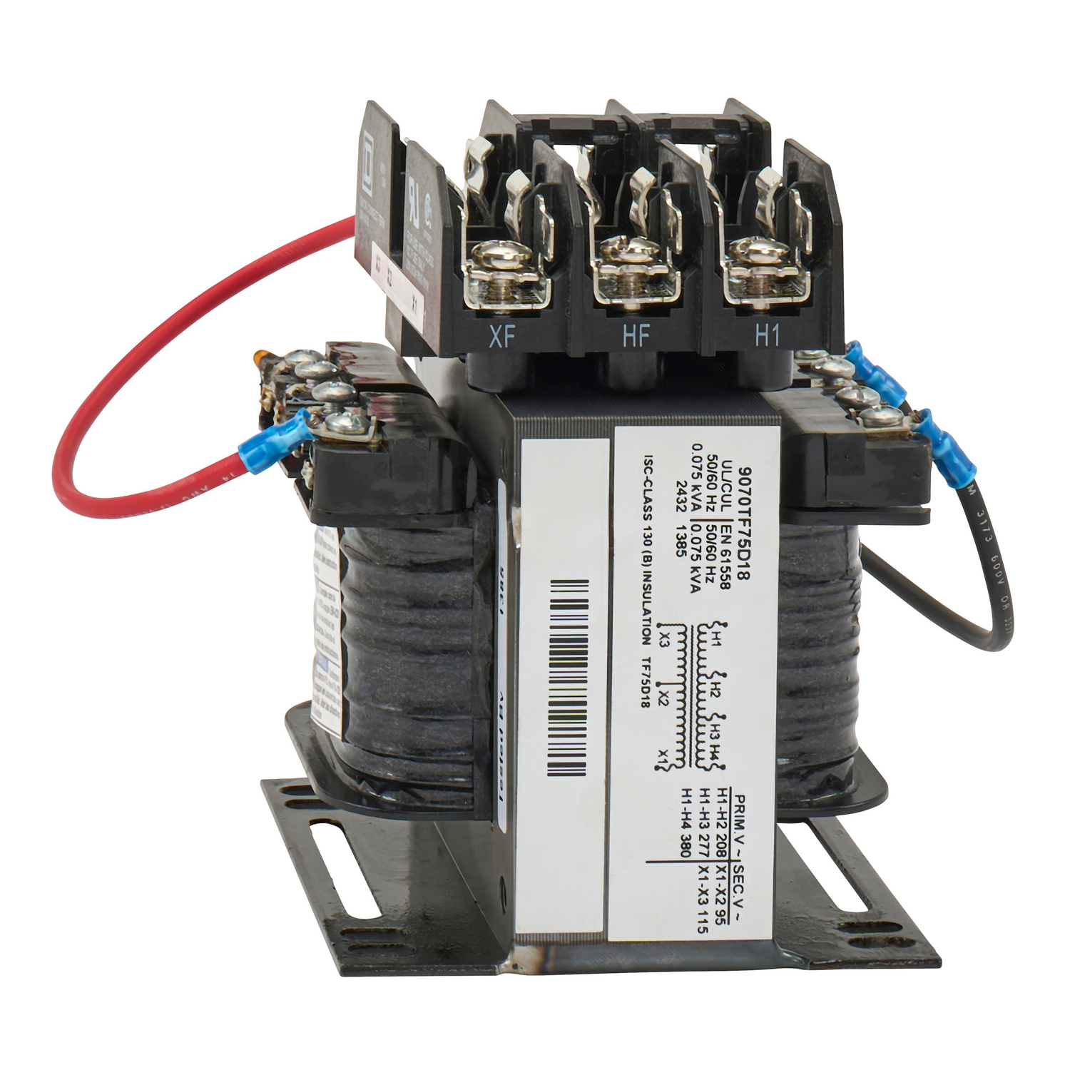 9070TF75D18 Type TF Control Transformer, 208/277/380 V Primary, 95/115 V Secondary, 75 VA Power Rating, 1 Phase
