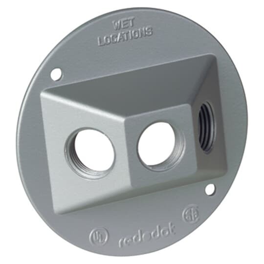 SJ-31 Red Dot Jumbo Lamp Holder Cover With Gasket, 4-1/2 in Dia, Blank Cover, Stamped Aluminum