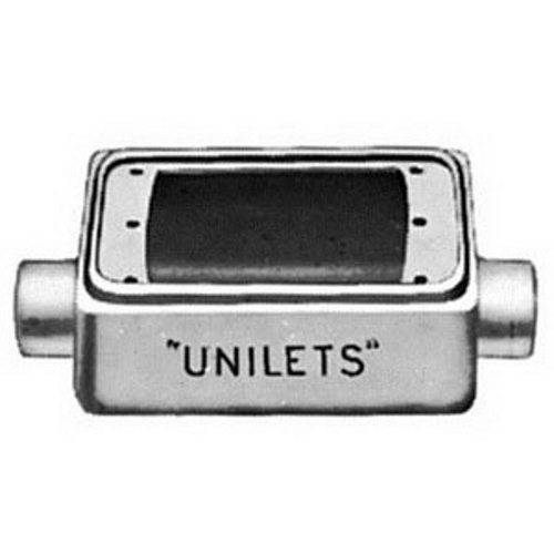 FSC150 Unilets Type FSC Heavy Duty Shallow Device Box With Internal Ground Screw, Malleable Iron, 25 cu-in Capacity, 1 Gangs, 2 Outlets, 2 Knockouts, 4.56 in H x 2.81 in W x 2 in D