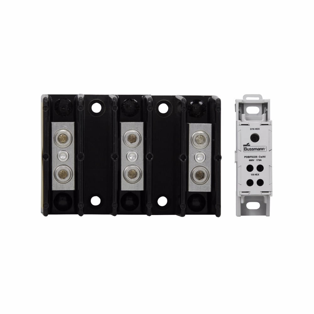 16400 Power Distribution Block, 600 V AC/DC, 1520 A, 1 Pole, 14 to 10 AWG Line, 3/0 to 1/0 AWG Load Wire, Aluminum/Thermoplastic