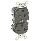 8400-R Duplex Extra Heavy Duty Wide Body Straight Blade Receptacle, 250 V AC, 20 A, 2 Poles, 3 Wires, Red