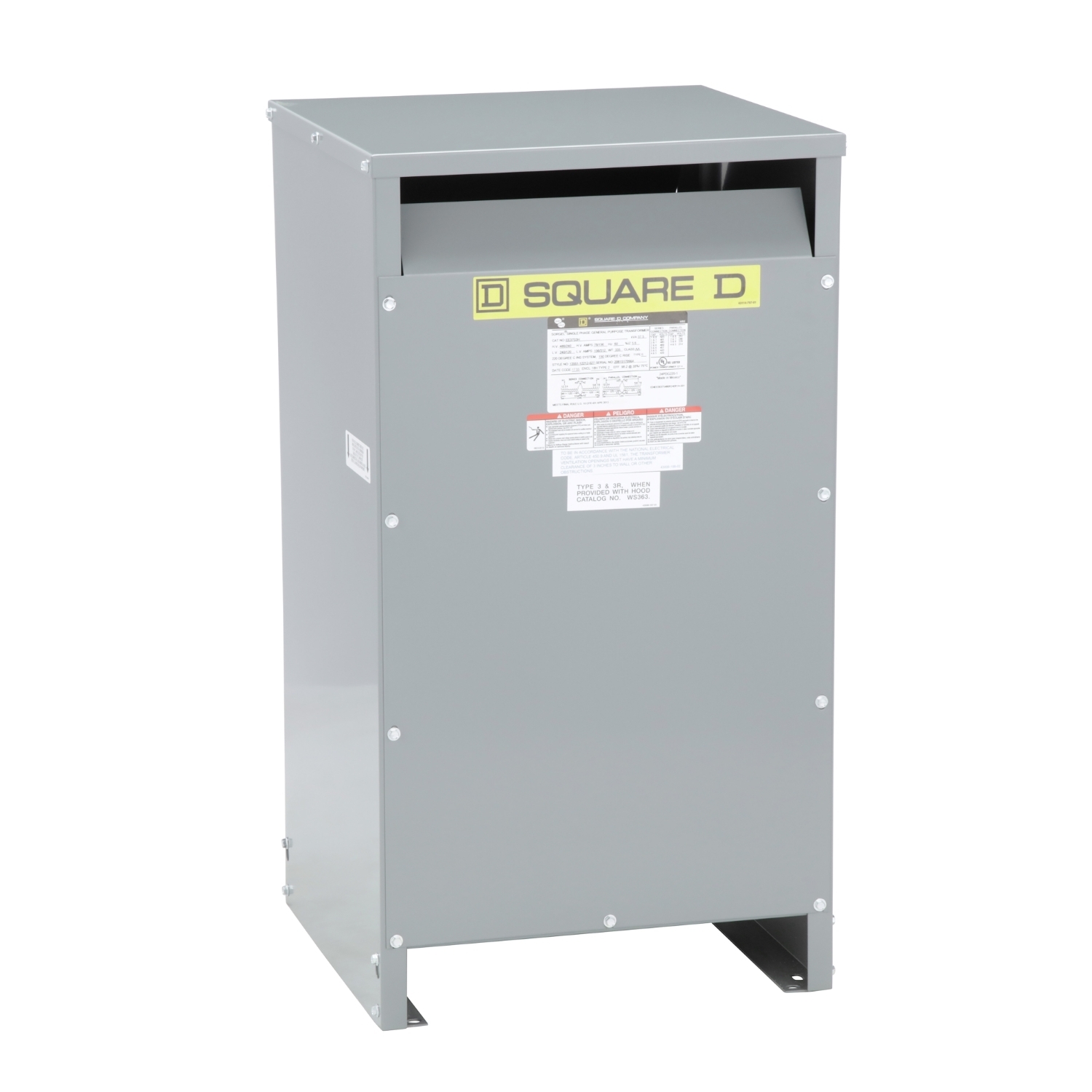 EE37S3H XFMR Distribution Dry Energy Efficient Transformer, 240/480 V AC Primary, 120/240 VAC Secondary, 37.5 kVA Power Rating, 60 Hz, 1 Phase