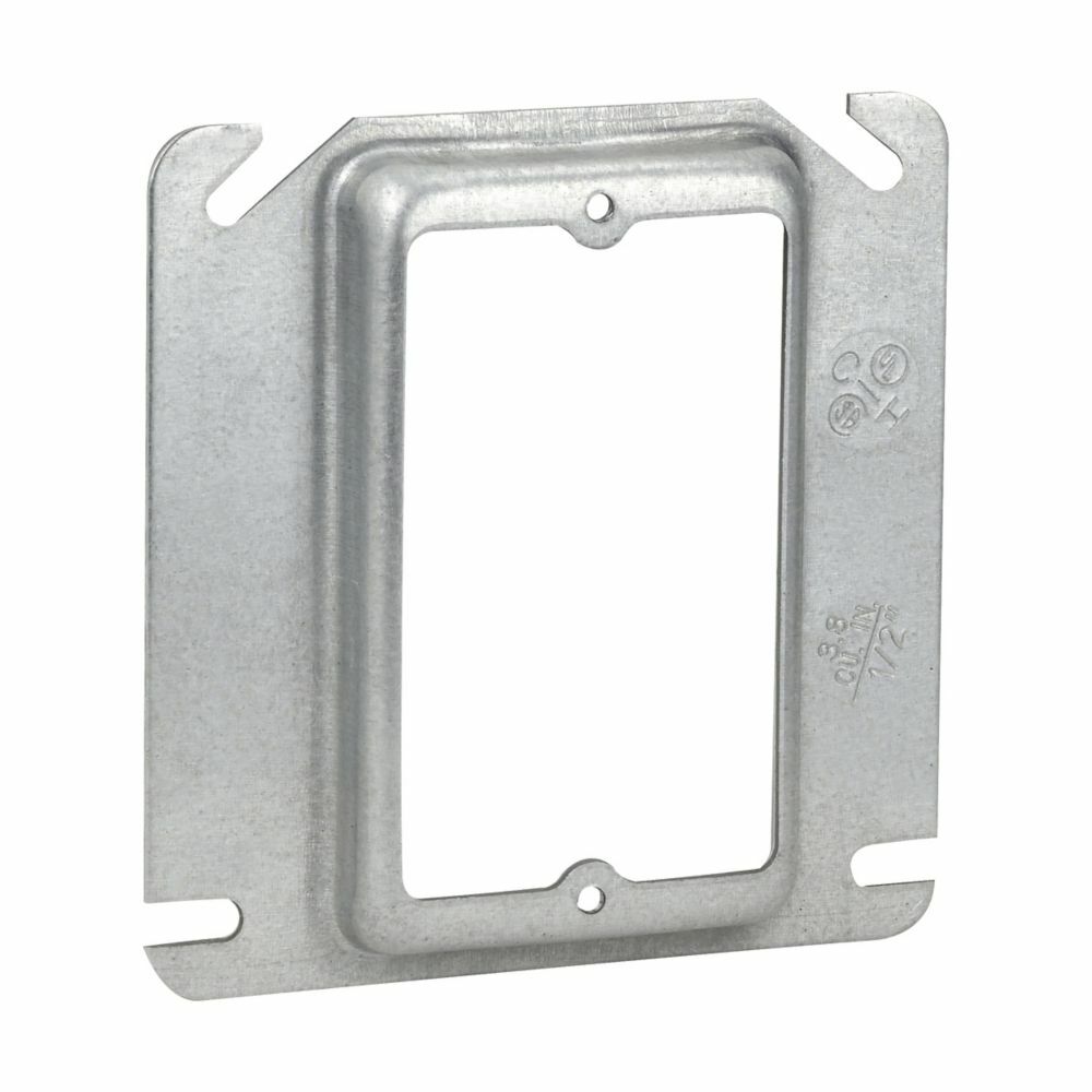 TP489 1-Device Mud Ring, 4 inch x 4 inch, Die Cast Aluminum, 5/8 inch Raised