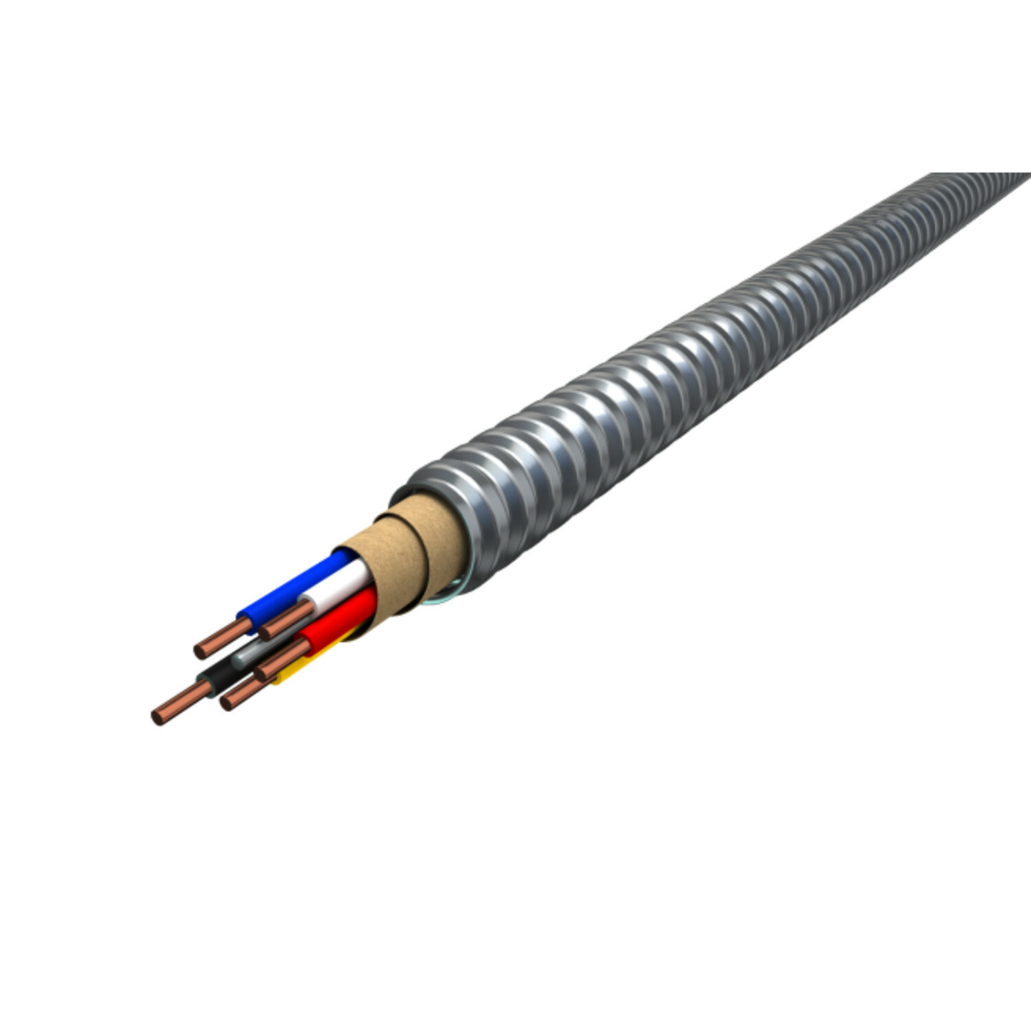 2503-42-00 Plain Interlock Armor Copper Conductor, Coil Packaging, 600 V, Solid Copper Conductor, 250 ft L