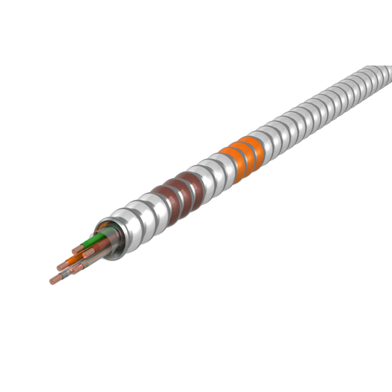 3907-60-00 MC-Plus Lite Type MC Traditional Neutral Per Phase Cable With Grounding and Neutral Conductor, Reel Packaging, 600 V AC, (4) 10 AWG Solid Copper Conductor, 1000 ft L