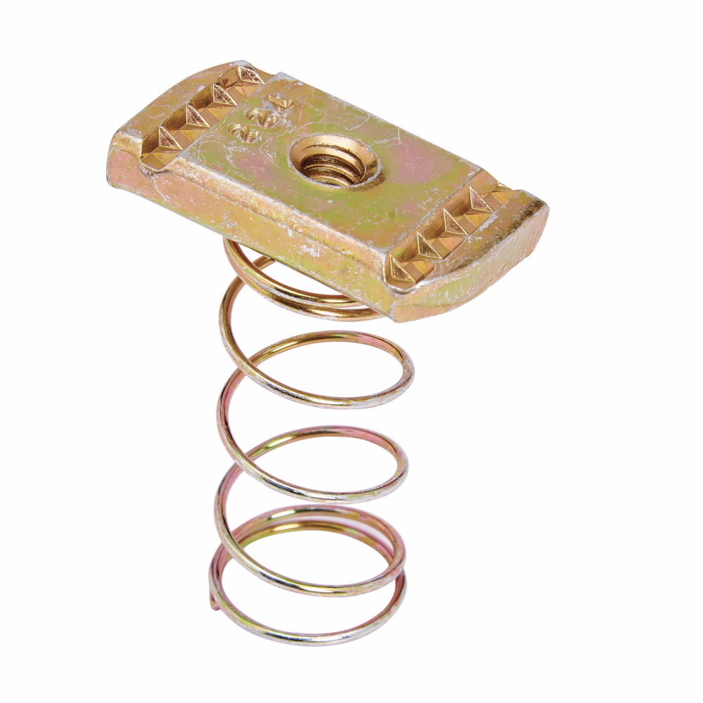 N221ZN 200 Standard Channel Nut With Spring, For Use With B22, B24, B26 and B32 Series Medium Channel, 1/4 in THK, #8-32 Thread, Steel