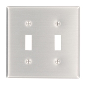 83009 Standard Size Wall Plate, 2 Gangs, 4.56 in W x 4.5 in H, Aluminum