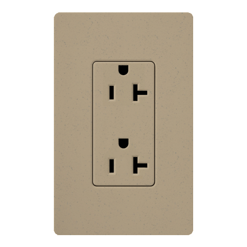 SCR-20-MS Claro Duplex Receptacle, Decorator-Style Outlet, 20 Amp, Satin, Mocha Stone