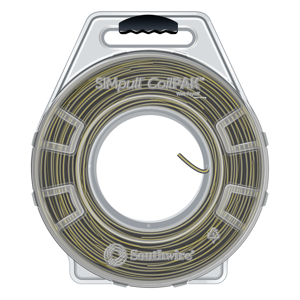58027905 THHN Wire, 12 AWG, Copper Conductor, Solid, Gray/Yellow, 2000 ft CoilPak