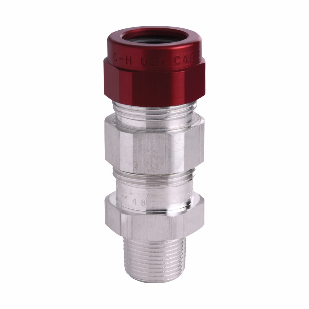 TMCX3112 Explosionproof Straight Cable Gland Connector, 1 in Trade, 0.8 to 1.12 in Cable Openings, Aluminum, Nickel Plated