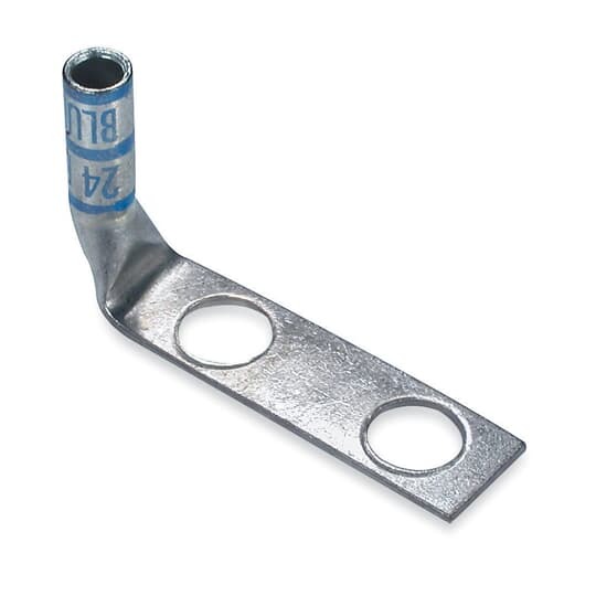 256-30695-1356 Color-Keyed 2-Hole Compression Connector Lug, 6 AWG Copper Conductor, Die Code: 24, #10 Stud, Copper