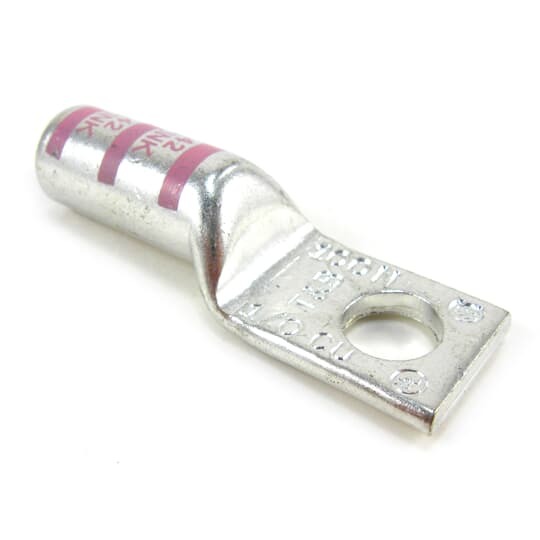 54909BEPH Color-Keyed 54900 1-Hole Non-Insulated Compression Lug With Peep Hole, 1/0 AWG Stranded Copper Conductor, Die Code: 42, 3/8 in Stud, Copper