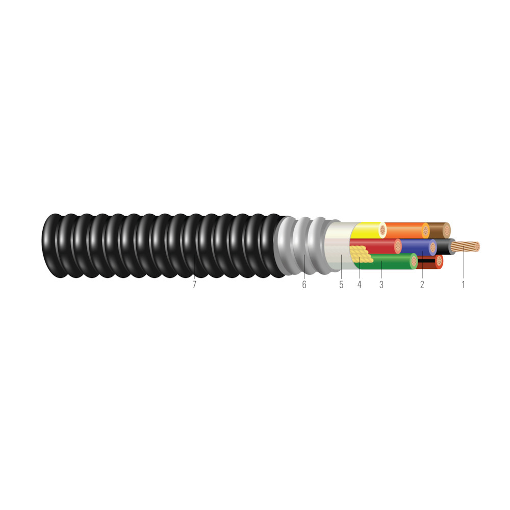 55058899 Type MC-HL Control Cables, Reel Packaging, 600 V, (3) Conductors 12 AWG Conductor Bare Stranded Copper Conductor