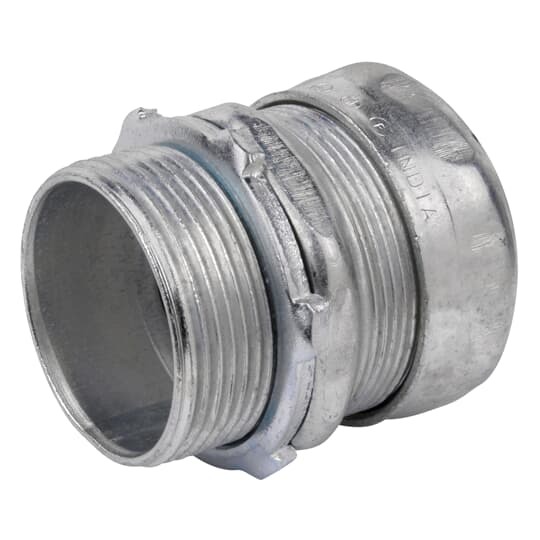 TC115A Steel City Non-Insulated Compression Connector, 1-1/2 in Trade, For Use With EMT Conduit, Steel, Zinc Plated