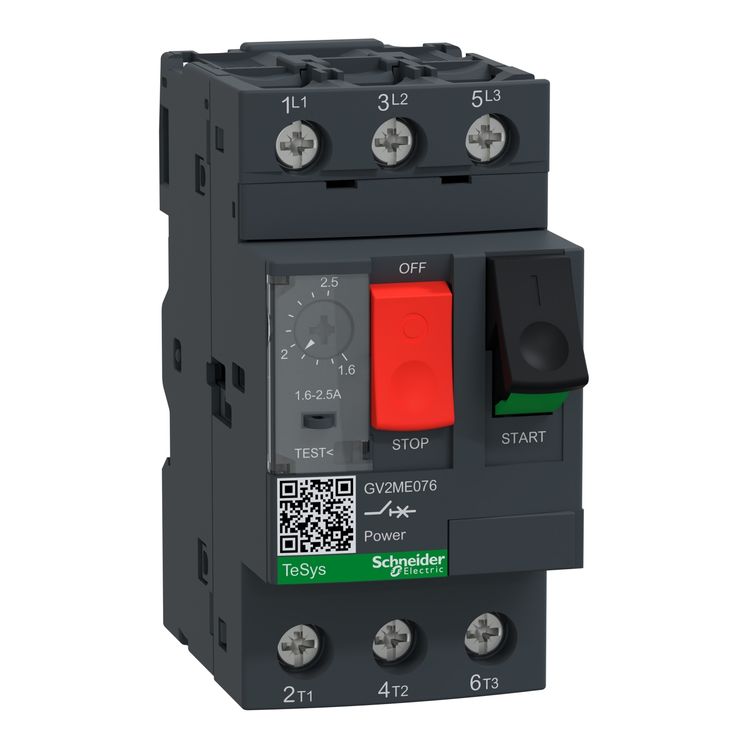 GV2ME076 GV2 Motor Circuit Breakers, 690 V AC, 2.5 A, 3 kA Interrupt, 3 Poles