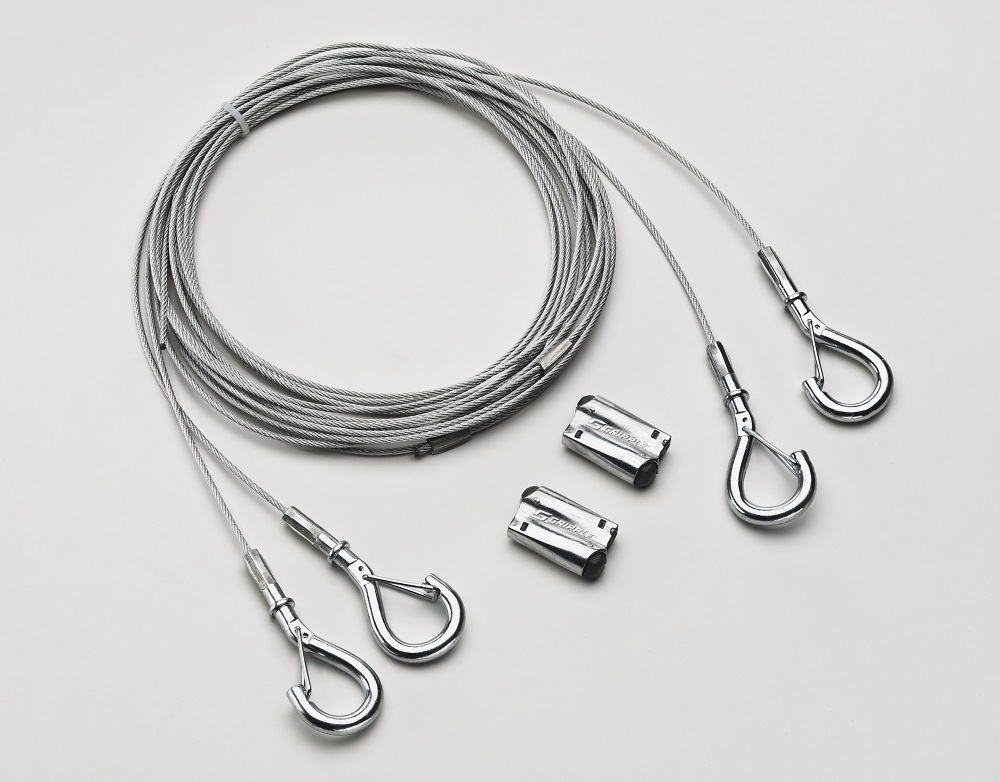 IBAC120 M100 Adjustable Aircraft Cable Hanging Kit with Hook, 10 ft L, For Use With Fluorescent High Bay Light Fixture